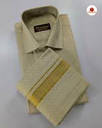 Wedding Zari Brocade Shirt and Dhoti Set - Gold