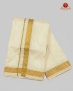 Wedding Silk Dhoti Set with Gold Zari  -  Cream