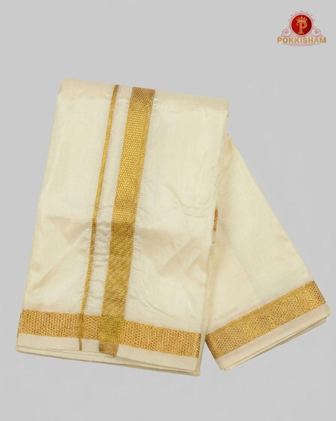 Wedding Silk Dhoti Set with Gold Zari  -  Cream