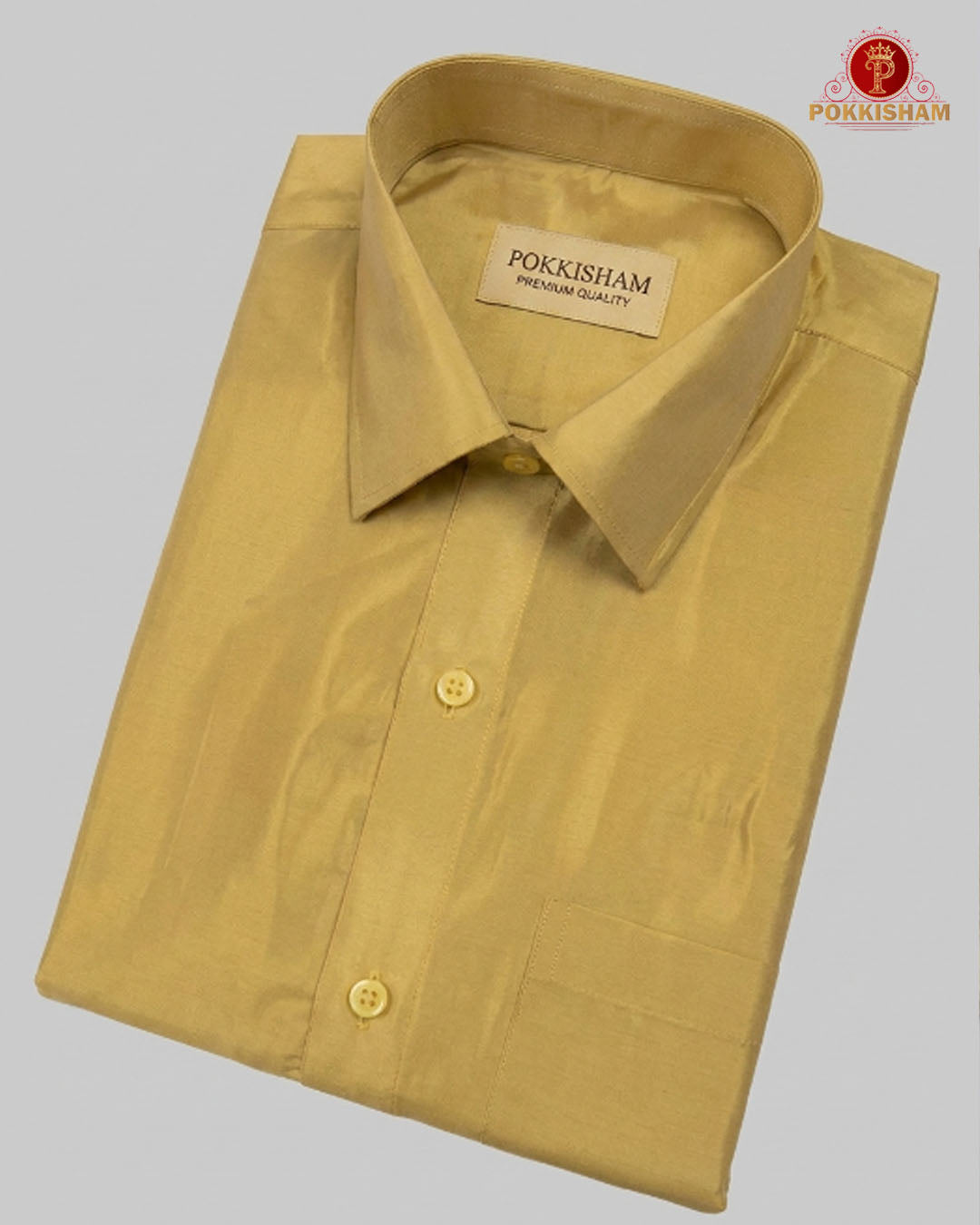 Wedding Silk Dhoti Set with Gold Zari  -  Gold