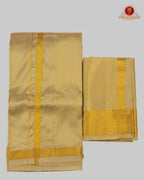 Wedding Silk Dhoti Set with Gold Zari  -  Gold