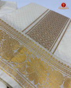 Wedding Pure Silk  Mens shirt and Dhotis Set  -  Cream Colour