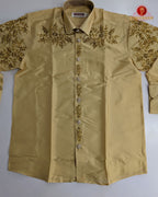 Aari Work Men's Shirt - Biscut