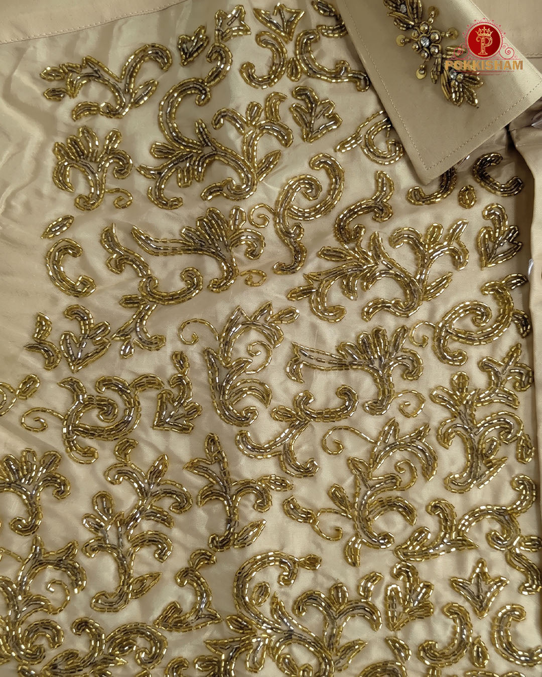 Luxury Aari Work Wedding Silk Dhoti Set - (HandCrafted)
