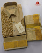 Luxury Aari Work Wedding Silk Dhoti Set - (HandCrafted)