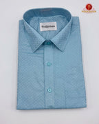 Wedding Pure Silk  Mens shirt and Dhotis Set  -  Sky Blue