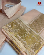 Wedding Pure Silk  Mens shirt and Dhotis Set  -  Coral