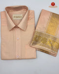 Wedding Pure Silk  Mens shirt and Dhotis Set  -  Coral
