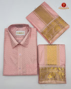 Wedding Pure Silk  Mens shirt and Dhotis Set  -  L. Rose