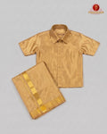 Kids Premium Silk Dhoti Set with Gold Zari -  Gold