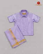 Kids Premium Silk Dhoti Set with Gold Zari -  Violet