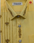 Aari Work Men's Shirt - Mango
