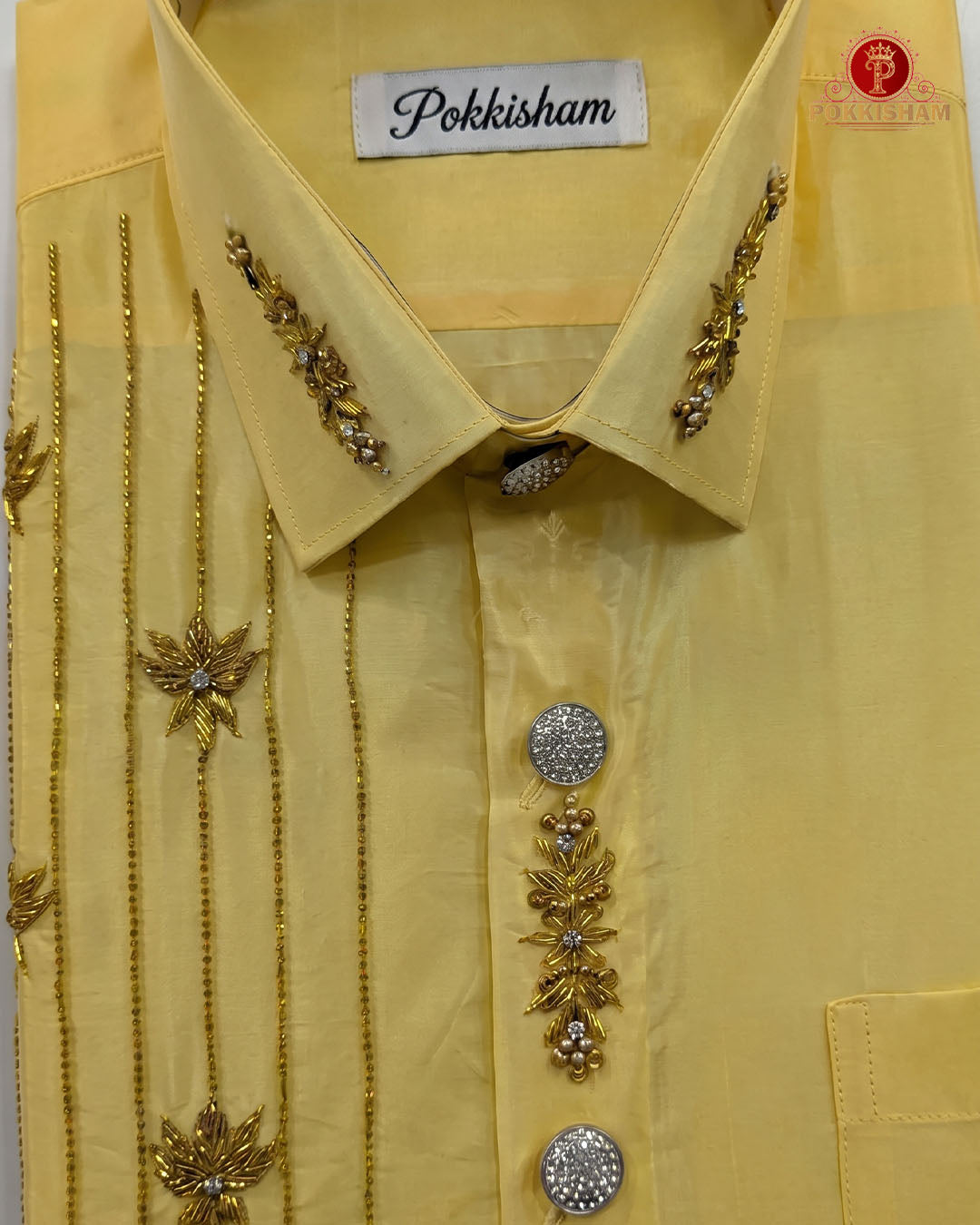 Aari Work Men's Shirt - Mango