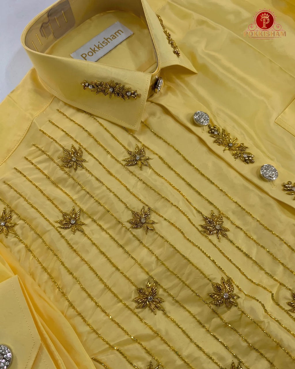 Aari Work Men's Shirt - Mango