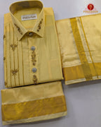 Luxury Aari Work Wedding Silk Dhoti Set - (HandCrafted)