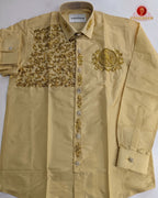 Aari Work Men's Shirt - Biscut