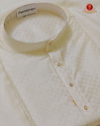 Laxury Wedding Embossed Men's Dhoti Set - Cream
