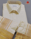 Laxury Wedding Embossed Men's Dhoti Set - Cream