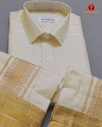 Laxury Wedding Embossed Men's Dhoti Set - Cream