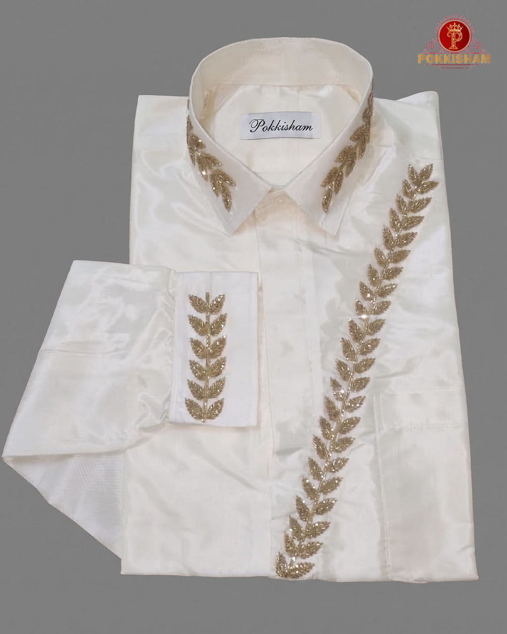 Aari Work Men's Shirt - White