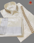 Luxury Aari Work Wedding Silk Dhoti Set - (HandCrafted)
