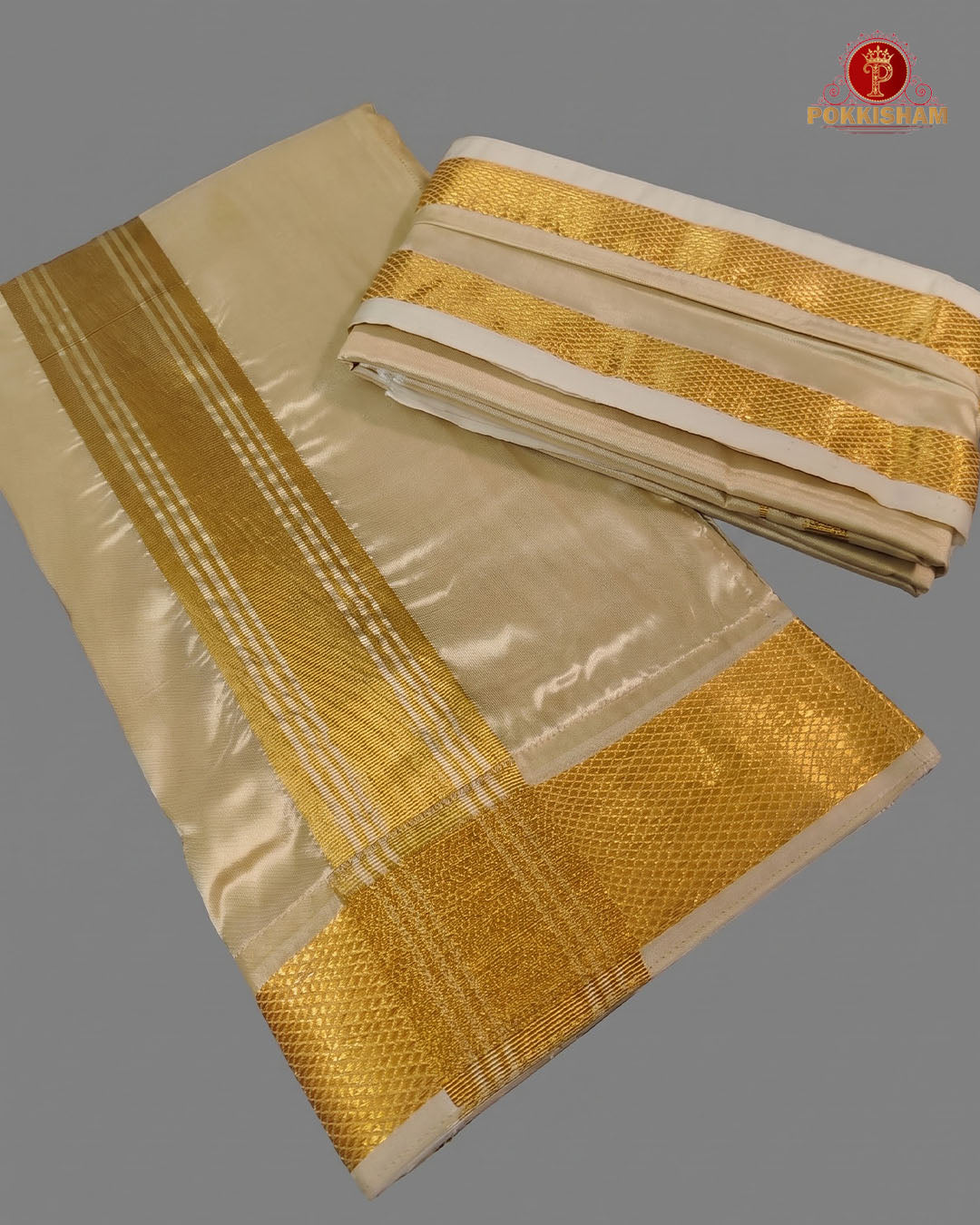 Luxury Aari Work Wedding Silk Dhoti Set - (HandCrafted)