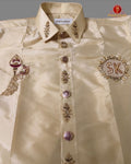 Luxury Aari Work Wedding Silk Dhoti Set - (HandCrafted)