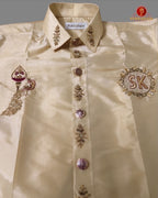 Luxury Aari Work Wedding Silk Dhoti Set - (HandCrafted)