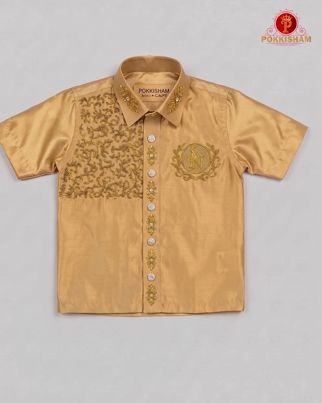 Luxury Aari Work Kids Dhoti Set - (HandCrafted)