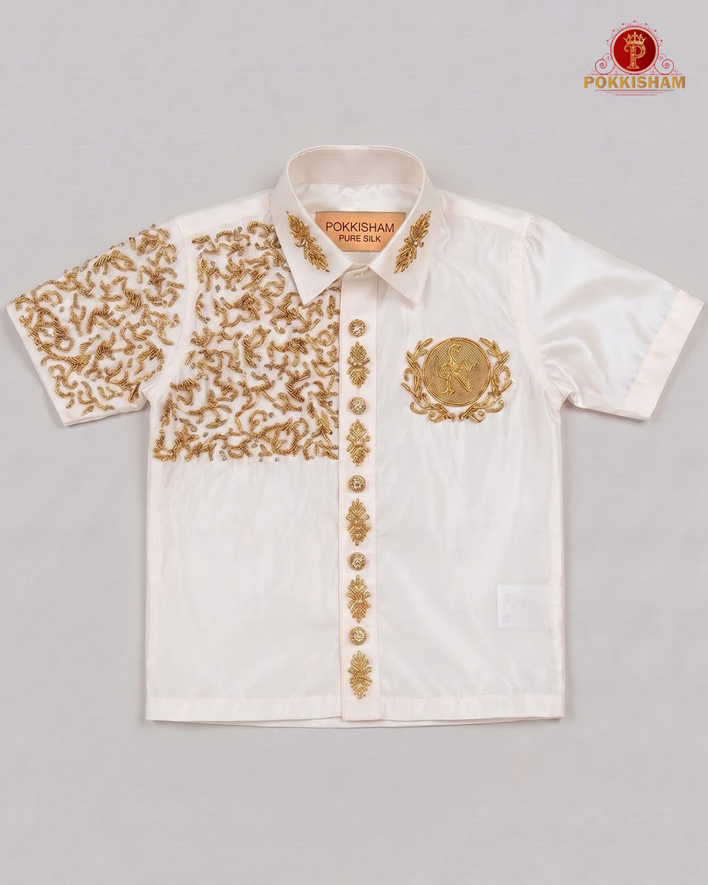 Luxury Aari Work Kids Dhoti Set - (HandCrafted)