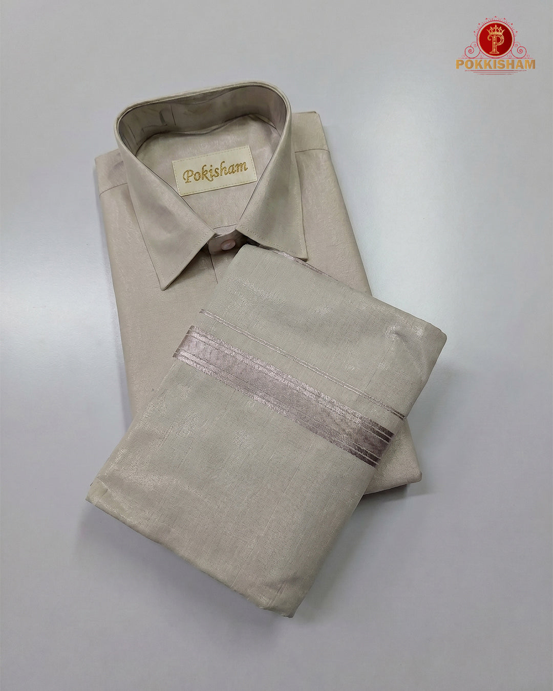 Men's Cotton Tissue Dhoti Set With- Lavender Zari
