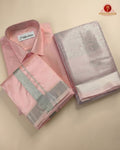 Premium Silk Couple Combo Set with Colour Zari - Pink
