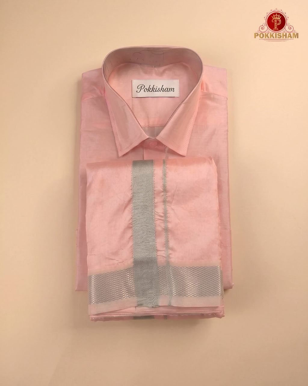 Premium Silk Couple Combo Set with Colour Zari - Pink