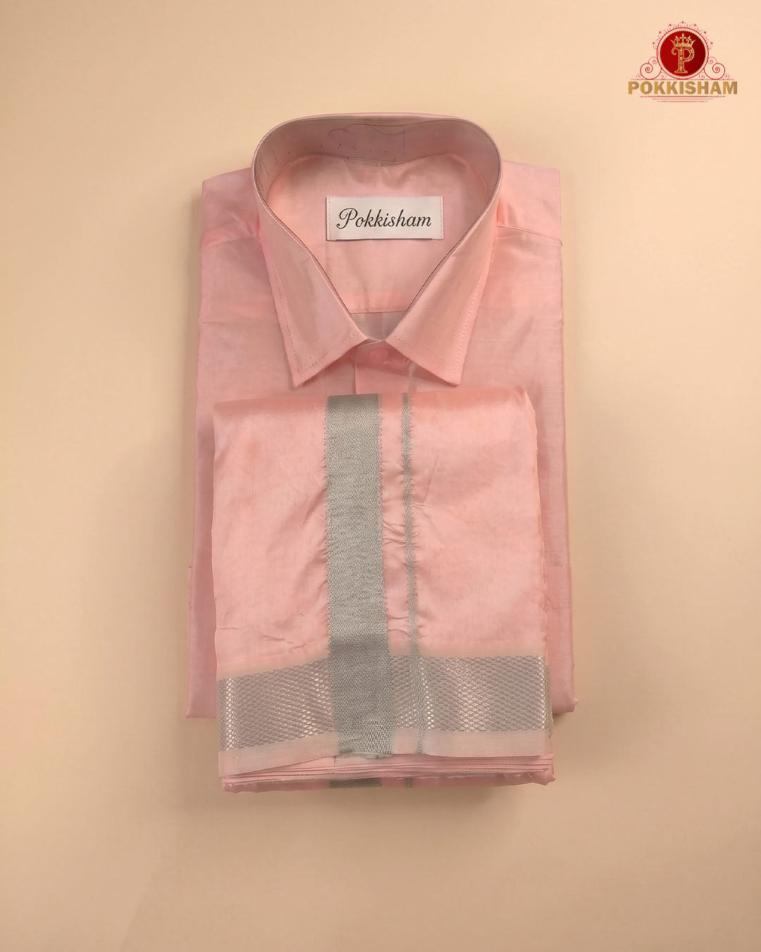 Premium Silk Couple Combo Set with Colour Zari - Pink
