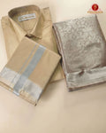 Premium Silk Couple Combo Set with Colour Zari - Sandal