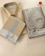Premium Silk Couple Combo Set with Colour Zari - Sandal