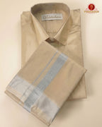 Premium Silk Couple Combo Set with Colour Zari - Sandal