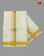Wedding Silk Dhoti Set with Gold Zari  -  white