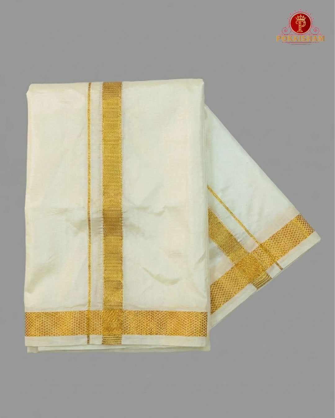 Wedding Silk Dhoti Set with Gold Zari  -  white